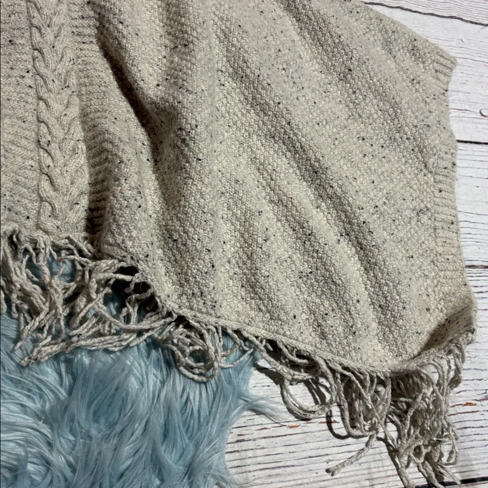 LAUREN Ralph Lauren Wool Blend Cream Knit Poncho Sweater